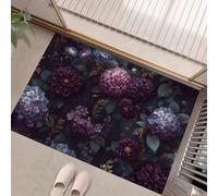Zerbino Interno Casa 50x80 cm, Tappeto Sottile Ortensie E Dalie Antiscivolo e Assorbente Zerbino Profilo Basso Fiori Malinconici Tappetino Lavabile per corridoio, terrazza, ingresso, Viola Scuro