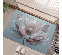 Zerbino Interno Casa 80x120 cm, Tappeto Sottile Fiore Farfalla Antiscivolo e Assorbente Zerbino Profilo Basso Il Cuore Ragazza Sognante Tappetino Lavabile per corridoio, terrazza, ingresso, Grigio