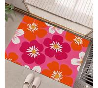 Zerbino Interno Casa 90x150 cm, Tappeto Sottile Floreale Geometrico Retrò Antiscivolo e Assorbente Zerbino Profilo Basso Medioevo E Moderno Tappetino Lavabile per corridoio, terrazza, ingresso, Rosso