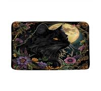 Zerbino Interno Cats Black Gothic Mysterious Purple Flower Full Moon Tarot Witchy Dark Academia Tappetino Entrata Stampata Flanella Zerbini Per Posteriori Porte Anteriori 40X60Cm