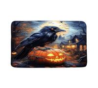 Zerbino Interno Halloween Crow Horror Pumpkin Black Crow Spooky Haunted House Full Moon Gothic Zerbino Ingresso Resistente Stampata Tappeto D'Ingresso Per Ingresso La Casa 40X60Cm