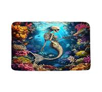 Zerbino Interno Underwater World Skull Gothic Skeleton Ocean Tropical Fish Coral Spooky Horror Halloween Tappetino Porte Stampata Lavabile Zerbini Per Esterno Posteriori 40X60Cm