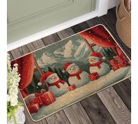 Zerbino invernale con pupazzo di neve, zerbino natalizio con pupazzo di neve, per ingresso esterno e interno, decorazione per le vacanze, in gomma, impermeabile, antiscivolo, assorbe la polvere