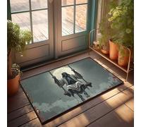Zerbino invernale con scritta "Death on a Swing Under A Full Moon", decorazione per bagno, decorazione per porte autunnali (65 x 90 cm)