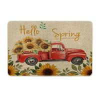 Zerbino lavabile a molla per camion con stampa girasole Hello Spring Word floreale bella pianta rossa gialla gomma cattura sporco assorbente portico dormitorio patio garage campeggio lavabile