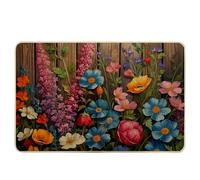 Zerbino lavabile in legno con fiori di lavanda, chalet, fattoria, blu marrone, gomma assorbente, decorazioni per porta d'ingresso, interni ed esterni, bagno, impermeabile, antiscivolo