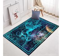 Zerbino lavabile, motivo palla sportiva, tappeto per videogiochi, a pelo corto, antiscivolo, per computer, camera da letto, interni, ingresso anteriore, soggiorno, ufficio (blu Leo, 152,4 x 101,6 cm)