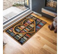 Zerbino Leggere Libri Trappola Sporco, Tappetino Libreria A Forma Di Cuore Antiscivolo Lavabile in Lavatrice, Zerbino d'Ingresso Assorbenti per Ingresso, Porta e Corridoio, 50 x 80 cm, Marrone