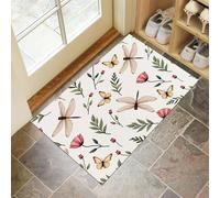 Zerbino Libellula Farfalla, antiscivolo,verde Stile pastorale rurale 90x150cm, morbido, lavabile, zerbino natalizio per portico, ingresso, doccia, casa, camera da, soggiorno