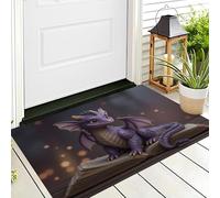 Zerbino Libro Drago Viola, Tappetino per Ingresso Con Misteriose Creature Fantastiche, Per Esterni E Interni, Tappeto Con Accenti, Antiscivolo, Assorbe La Polvere, Facile Da Pulire, 90 x 150 cm