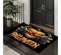Zerbino Logo Di Halloween Ingresso Interno, Tappeto Mostro Zucca Antiscivolo Tappetino D'Ingresso Lavabile Trappola Sporco per Ufficio, Porta di Casa, Patio Corridoio, 50 x 80 cm - Verde