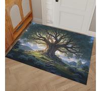 Zerbino Maestose Querce Foresta - 60 x 90 cm - Paesaggio Realistico - Zerbino Ingresso Esterno E Interno - Antiscivolo - Facile Da Pulire - Per Interni Ed Esterni, Casa E Ufficio, Verde Scuro