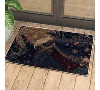 Zerbino magico d'inverno motivo leggendario blu per ingresso esterno ed interno decorazione vacanza gomma lavabile antiscivolo per porta d'ingresso festivo 73,6 x 43,2 cm