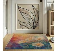 Zerbino Margherite floreali, tappeto di fiori colorati per decorazione di primavera, ingresso esterno, interno antiscivolo, impermeabile, assorbe la polvere, facile da pulire, 73 x 43 cm
