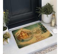 Zerbino "Merry Christmas", per interni ed esterni, decorazione per le vacanze, in gomma lavabile e antiscivolo, 73,6 x 43,2 cm