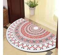 Zerbino Mezzaluna Esterno - Zerbino per Ingresso Esterno e Interno con Benvenuto, Antiscivolo e Assorbente, Tappetino Semicerchio Classico per Casa, Giardino e Balcone(Red Leaf,80 * 150cm)