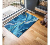 Zerbino Minimalismo Moderno Ingresso Interno 60 x 90 cm, Zerbino Entrata Ingresso Marmo Astratto con Fondo Antiscivolo TPR, Lavabile In Lavatrice Tappeto Ingresso Per Casa Ufficio - Blu Ghiacciaio