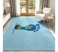 Zerbino minimalista 60 x 90 cm, lavabile in lavatrice, per interni, con morbide orme geometriche, motivo botanico, foglie, antiscivolo, per ingresso e cucina