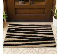 Zerbino moderno a righe nere, elegante tappeto da ingresso per interni ed esterni, in gomma, impermeabile, antiscivolo, antipolvere, facile da pulire, 73 x 43 cm
