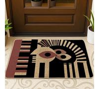 Zerbino moderno astratto nero e beige, tappetino per ingresso per interni ed esterni, in gomma antiscivolo, resistente alla polvere, facile da pulire, 73 x 43 cm