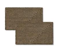 Zerbino moderno per porta d'ingresso - Tappetino in cocco Set di 2 45x75cm a strisce grigio - Tappetino antisdrucciolo robusto - Zerbino interno