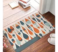 Zerbino moderno retrò di metà secolo con forme a goccia, resistente, per interni ed esterni, antiscivolo, assorbente, a basso profilo, lavabile, tappetino da bagno in flanella, 40,6 x 61 cm