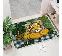 Zerbino Monstera Deliciosa Tigre, Tappetino per Ingresso Con Illustrazione Di Animali D'Epoca, Per Esterni E Interni, Tappeto Con Accenti, Antiscivolo, Assorbe La Polvere, Facile Da Pulire, 50 x 80 cm