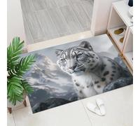 Zerbino Montagne Innevate Leopardo Delle Nevi, Tappetino per Ingresso Con Rappresentazione Realistica Di Animali, Per Esterni Tappeto Con Accenti, Assorbe La Polvere, Facile Da Pulire, 50 x 80 cm