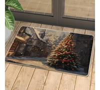 Zerbino multicolore a forma di albero di Natale per ingresso esterno ed interno decorazioni invernali gomma lavabile e antiscivolo per ingresso anteriore festivo 73,6 x 43,2 cm
