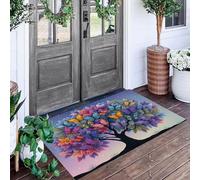 Zerbino Multicolore Albero Delle Farfalle 40X60Cm Per Interni,Antiscivolo E Lavabile In Lavatrice,Tappeto Da Ingresso Stile Acquerello Dei Cartoni Animati,Pelo Basso E Antipelo Per Porta D’Ingresso