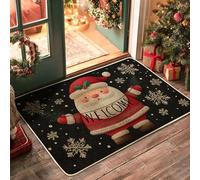Zerbino natalizio con Babbo Natale, tappetino di benvenuto per interni ed esterni, decorazione per le vacanze, in gomma antiscivolo, impermeabile, anti-polvere, facile da pulire, 73 x 43 cm