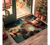 Zerbino natalizio con Babbo Natale, tappetino per ingresso per interni ed esterni, in gomma antiscivolo, resistente alla polvere, facile da pulire, 73 x 43 cm