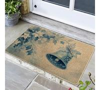 Zerbino natalizio con campana di agrifoglio blu per interni ed esterni, tappetino d'ingresso antiscivolo per feste invernali, 73,6 x 43,2 cm