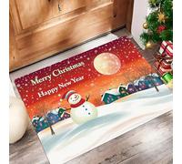 Zerbino Natalizio Da Esterno, Tappeto Case Pupazzi Neve Paesaggi Illuminati Dalla Luna, Tappeto Zerbino Antiscivolo Per Porta D'Ingresso Interna, Cucina, Vivaio, Soggiorno,45 X 75 cm,Rosso Scuro