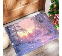 Zerbino Natalizio Da Esterno, Tappeto Disegno Un Albero Betulla Fiocchi Neve, Tappeto Zerbino Antiscivolo Per Porta D'Ingresso Interna, Cucina, Vivaio, Soggiorno,40 X 60 cm,Rosa