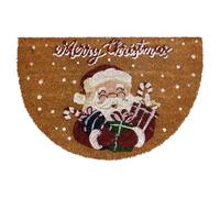 Zerbino Natalizio Mezzaluna 40x60 cm in Fibra di Cocco con Base Antiscivolo in PVC - Stampa Festiva con Decori di Natale, Idea Regalo Casa