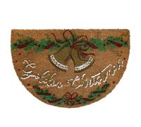 Zerbino Natalizio Mezzaluna 40x60 cm in Fibra di Cocco con Base Antiscivolo in PVC - Stampa Festiva con Decori di Natale, Idea Regalo Casa