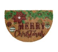 Zerbino Natalizio Mezzaluna 40x60 cm in Fibra di Cocco con Base Antiscivolo in PVC - Stampa Festiva con Decori di Natale, Idea Regalo Casa