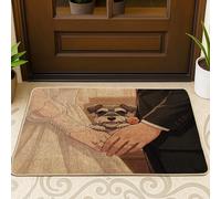 Zerbino nero a tema matrimonio cane schnauzer esterno interno ingresso 73 x 43 cm, zerbino antiscivolo per cerimonia di matrimonio, piccole coppie con stampa amore patio garage scarpe fuori porta