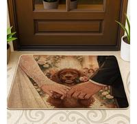 Zerbino nero a tema matrimonio con cane Boykin Spaniel esterno interno ingresso 73 x 43 cm, zerbino antiscivolo per cerimonia di matrimonio, piccole coppie con stampa amore patio garage scarpe fuori