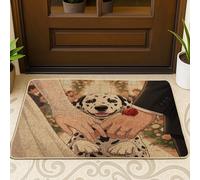 Zerbino nero a tema matrimonio con cane dalmata esterno interno ingresso 73 x 43 cm, zerbino antiscivolo per cerimonia di matrimonio, piccole coppie con stampa amore patio garage scarpe fuori porta