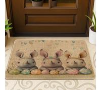 Zerbino nero anteriore per ingresso esterno interno 63 x 43 cm, divertente animale selvatico uova Groovy Outdoor, antiscivolo, piccolo tappeto con stampa per le vacanze, patio, garage, scarpe fuori