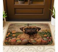 Zerbino nero con bullmastiffs pasquale primaverile davanti cane esterno interno ingresso 63 x 43 cm, zerbino ultra sottile per esterni con uova di fattoria croce cucciolo zerbino ultra sottile con