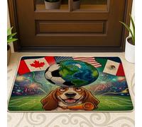 Zerbino nero con cane basset hound 2026 esterno interno ingresso 63 x 43 cm, zerbino lavabile per esterni per il giorno della partita per festeggiare cuccioli, piccolo sport, patio, garage, scarpe