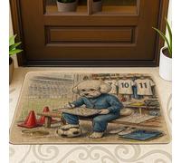 Zerbino nero con cane Bichon Frise 2026 da esterno e interno all'ingresso, 73 x 43 cm, pronto per la partita di cucciolo di allenatore zerbino antiscivolo per esterni, piccolo tappeto sportivo con