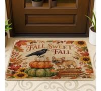 Zerbino nero con cane bulldog francese autunnale ad acquerello per ingresso esterno 63 x 43 cm, zerbino ultra sottile per esterni, con stampa di scarpe da porta per patio