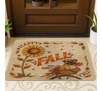 Zerbino nero con cane Bullmastiffs autunnale ad acquerello per ingresso esterno interno 63,3 x 43,2 cm, zerbino lavabile per esterni, con bicicletta autunnale e girasole, piccolo tappeto fresco per