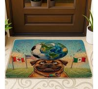 Zerbino nero con cane Bullmastiffs calcio 2026 esterno interno ingresso 63 x 43 cm, zerbino lavabile per esterni per il giorno della partita di cucciolo, piccolo tappeto sportivo per patio, garage