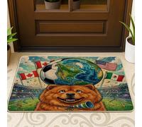 Zerbino nero con cane Chow Chow Chow 2026 esterno interno ingresso 63 x 43 cm, zerbino lavabile per esterni per il giorno della partita del cucciolo, piccolo sport, patio, garage, scarpe fuori porta