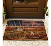Zerbino nero con cane Corgi autunnale anteriore per ingresso esterno interno 73 x 43 cm, zerbino lavabile per esterni, per piccoli raccolti di campagna, patio, garage, scarpe fuori porta